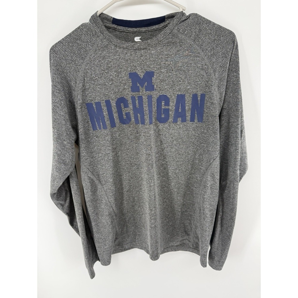 Men's Grey Michigan Wolverines Blue Long Sleeve Shirt Small 100% Polyester